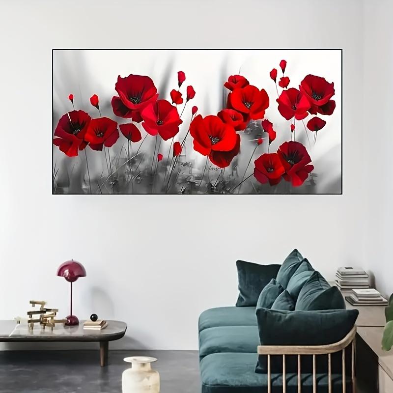 1pc Abstract Red Flower Painting Wall Art Decoration for Living Room Wall Decoration, Bedroom Wall Decoration, Canvas Wall Decor