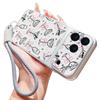 Colorful Bowknots Print Leather Lanyard Case For iPhone 18 Pro Max Hybrid TPU+PU Anti-skid Soft Cover For iPhone 17 16 15 14 13 Pro Max