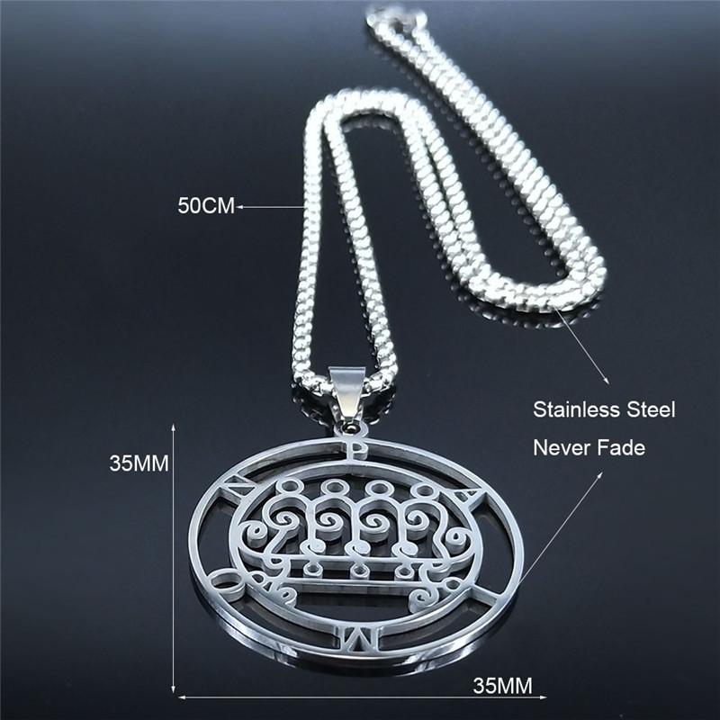 Stainless Steel Lucifer Sigil Necklace Baphomet Stamp Jewelry PAIMON Key Satanic Gothic N3521S03