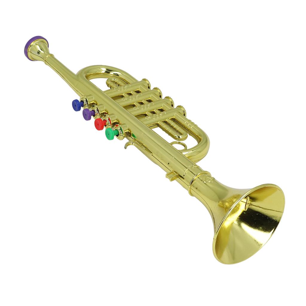 Toy Saxophone for Kids with 3 Colored Keys 3 Tone Early Education Musical Instruments Toy Trumpet for Toddlers Role Playing Gold