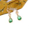 Emerald Green Teardrop Crystal Earrings for Women