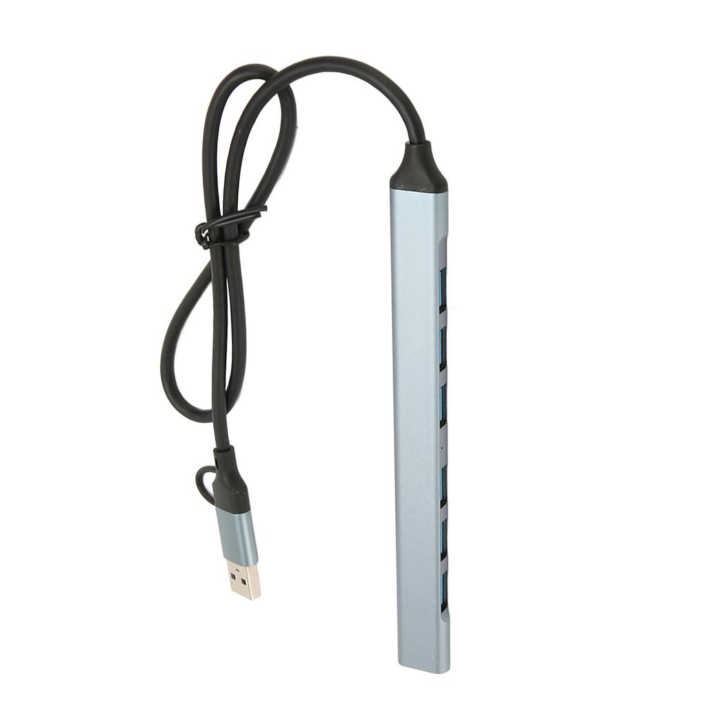 Type C Hub 7 Interfaces 5Gbps Aluminium Alloy Plug and Play Space Gray USB 3.0 Docking Station for Desktop Laptop PC
