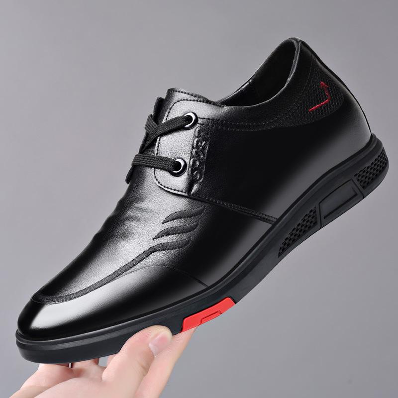 Invisible inner height increase new tooling shoes leather business leisure work shoes lace-up inner height increase men's leather shoes