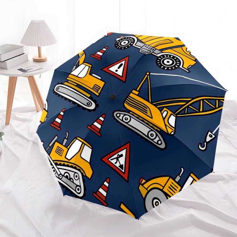 1pz Ombrello con Motivo Veicoli da Costruzione e Manico in Plastica, Adatto a Tutte le Stagioni Casa Viaggio Ombrello da EsternoDD384