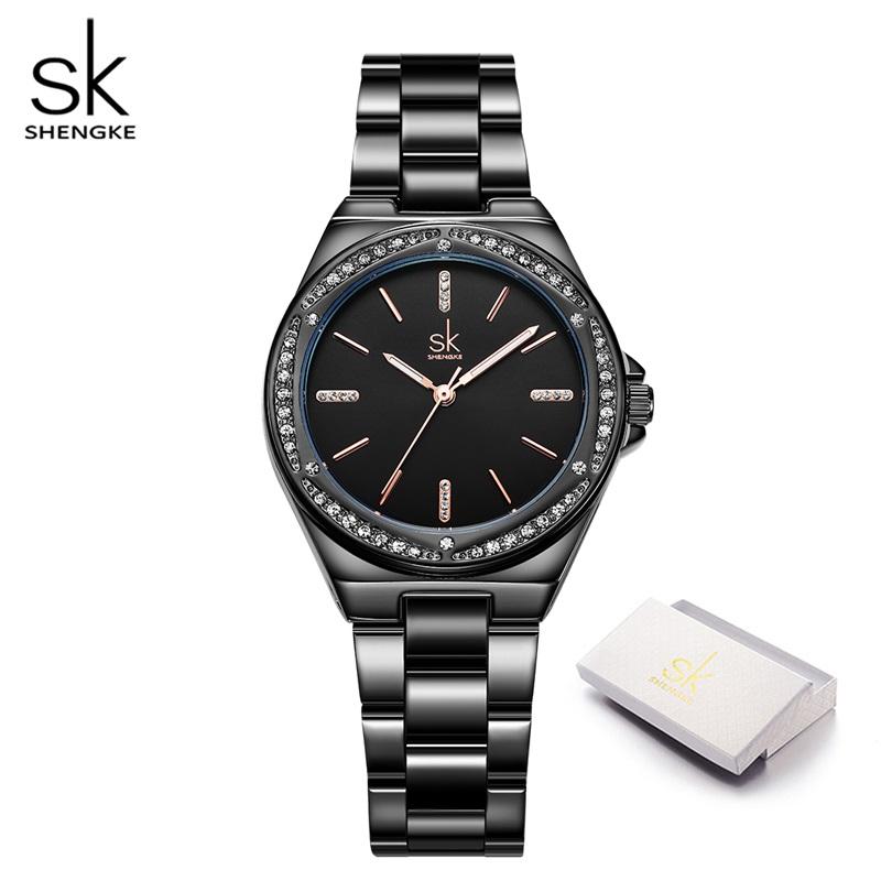

Shengke Модный Дизайн Женские Кварцевые Наручные Часы Элегантные Женские Часы Лучшие Роскошные Женские Подарочные Часы чёрный