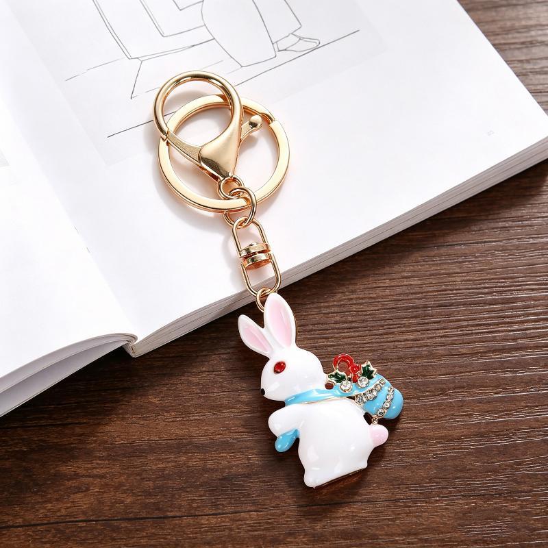Christmas Tree Snowman Keychain Cute Enamel Metal Bag Charm Holiday Party Decoration Gift Cute Key Ring Pendant