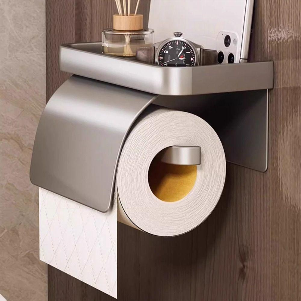 Neuer Aluminium-Toilettenpapierhalter Wandmontiert Lochfrei Rollenpapierhalter Ständer Aufbewahrung Toilettenpapierbox Badezimmerzubehör