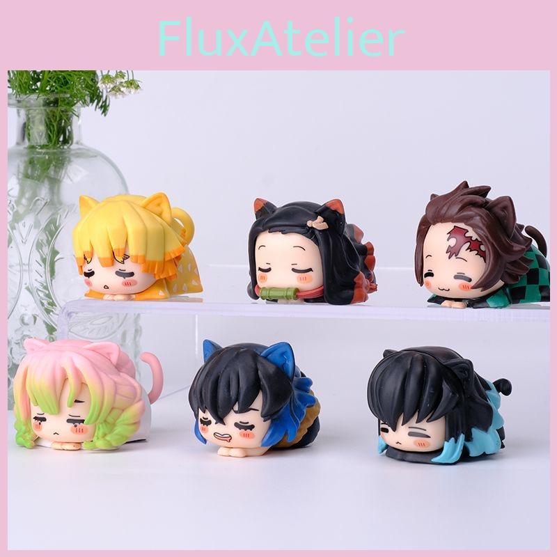 High-quality Pvc Demon Slayer Collectible Figures Set Of Six With Tanjiro Nezuko Zenitsu