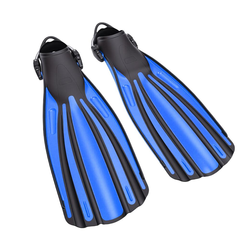 1 Pair Diving Fins TPR Adjustable Long Professional Diving Flippers for Scuba Diving Swimming Surfing Blue R