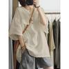 Southeast Asian Autumn Fashion Loose T-shirt Women's Solid Color Five-quarter Sleeve Plus-size Top for Women