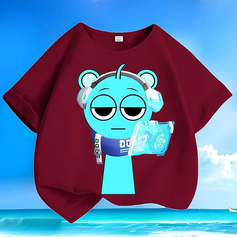 

Girls Cute Rhythm Box Top - Summer Children s Casual Short-Sleeved Pure Cotton T-Shirt 160