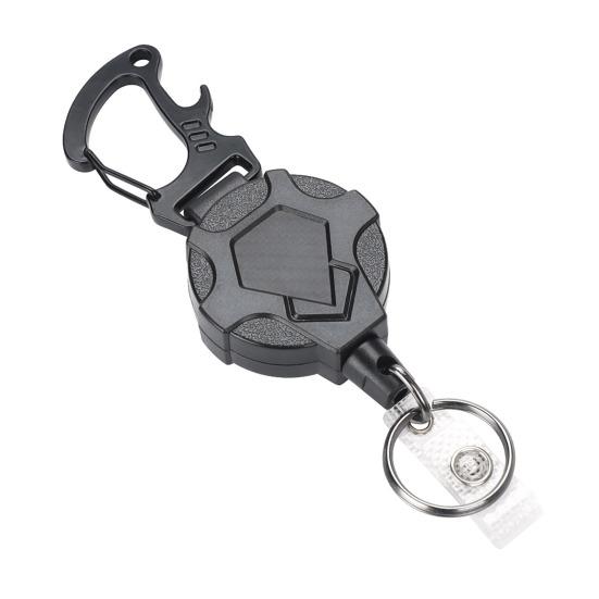 

Heavy Duty Retractable Keychain with Magnetic Closure Tactical ID Badge Holder Reel Carabiner Clip Easy-pull Buckle 1pc