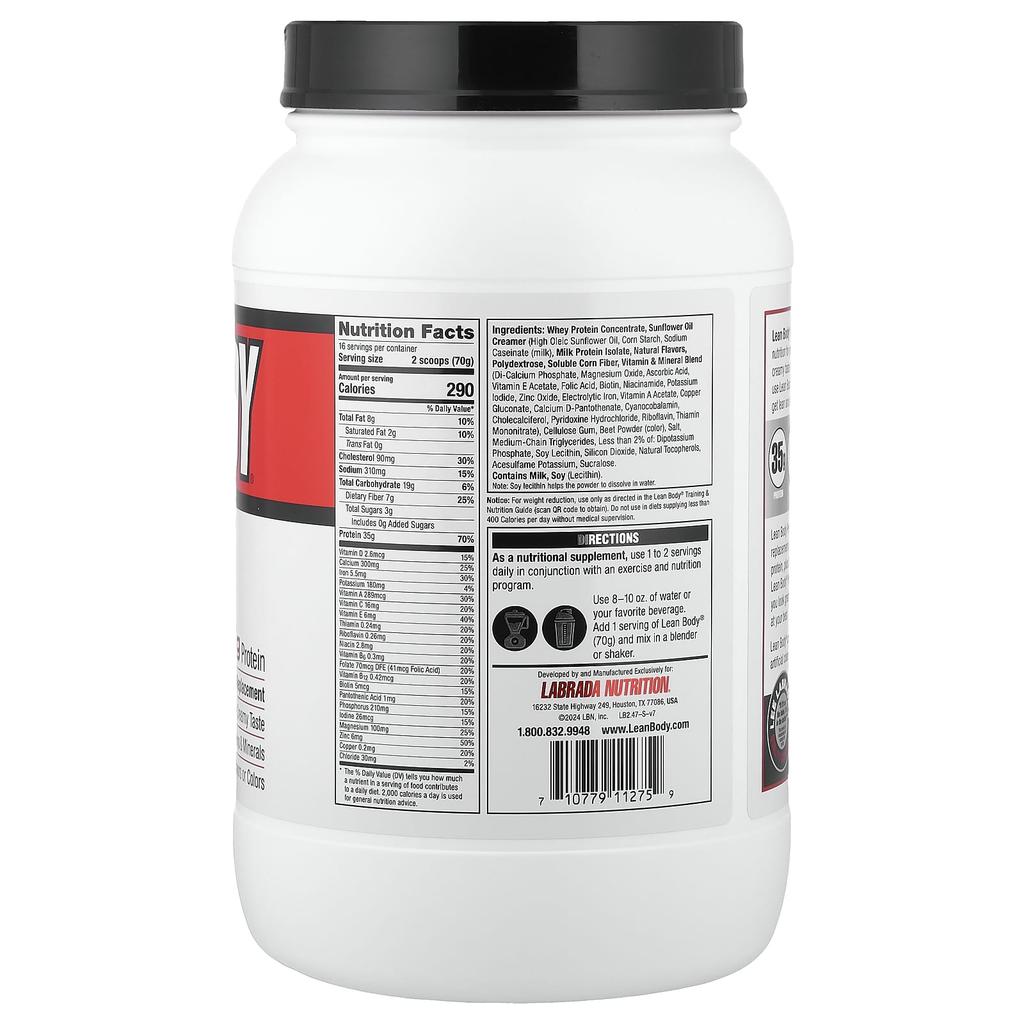 Lean Body, Protein Shake Drink Mix, Strawberry Flavor, 1,120G(2.47Lb)