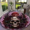 1pc Gothic Black Rose Carpet for Room Floor Mat, Comfortable Office Chair Printed Round Rug, Beautiful Hotel Rug