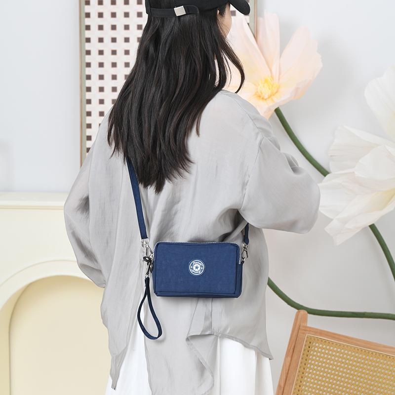 Three-layer zipper wallet, crossbody phone bag, patterned coin purse, Harajuku fashionable clutch, versatile for commuting