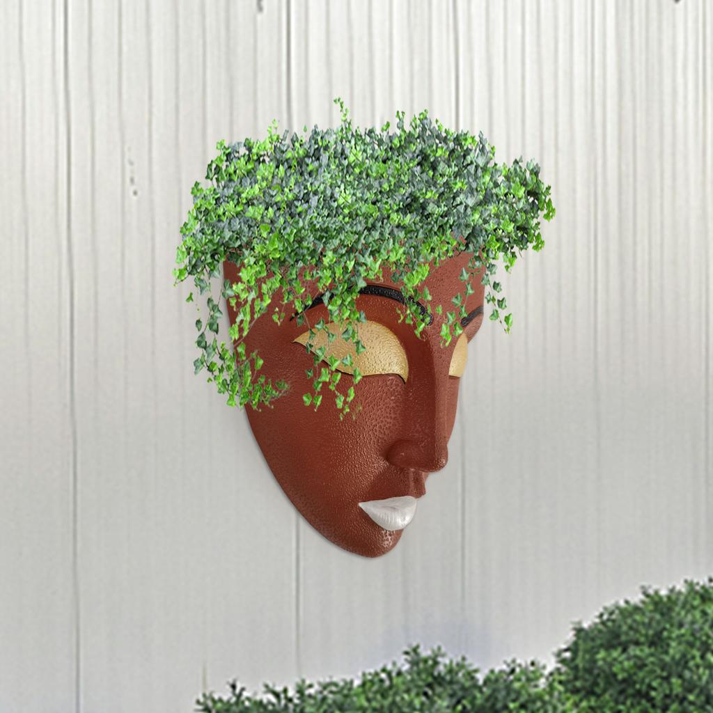 Head Wall Planter Resin Head Flower Pot Creative Human Face Flower Pot For Indoor Outdoor Plants Easy To Install DIY Sculpture