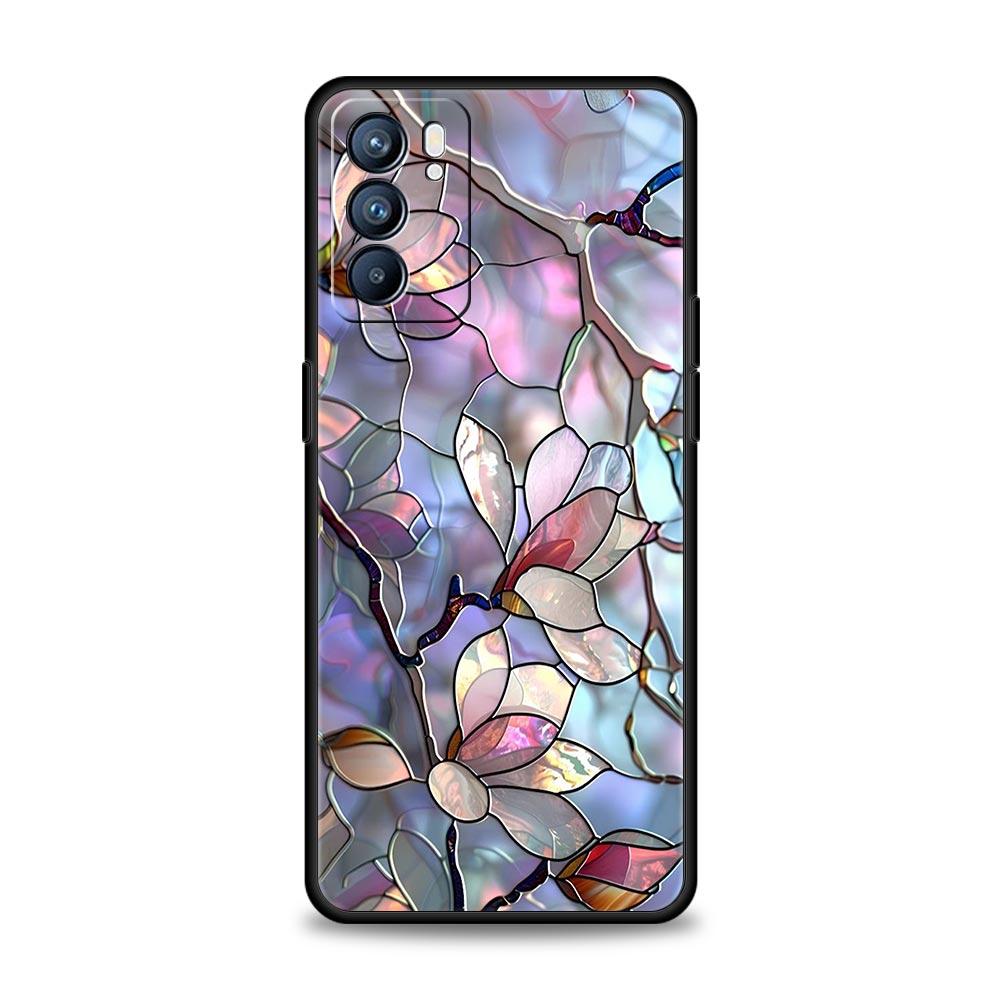 Phone Case For Oppo Reno13 Reno12 Reno11 F Reno10 Pro A54 A53 A95 A76 A74 A57 A98 A80 A79 5G A78 4G Cover Flower Marble Geometry