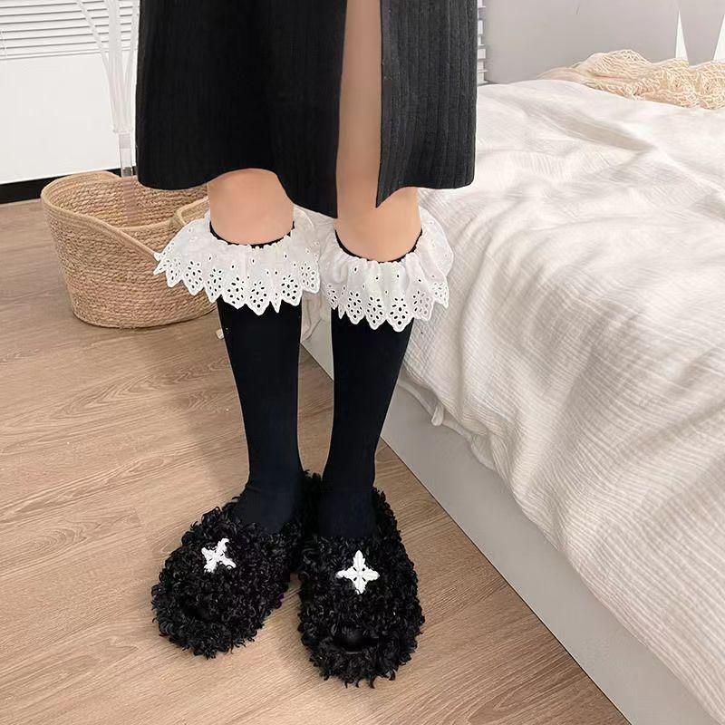 Summer Korean Cotton Lace Short Socks - Mid-Calf Trendy Design for Women