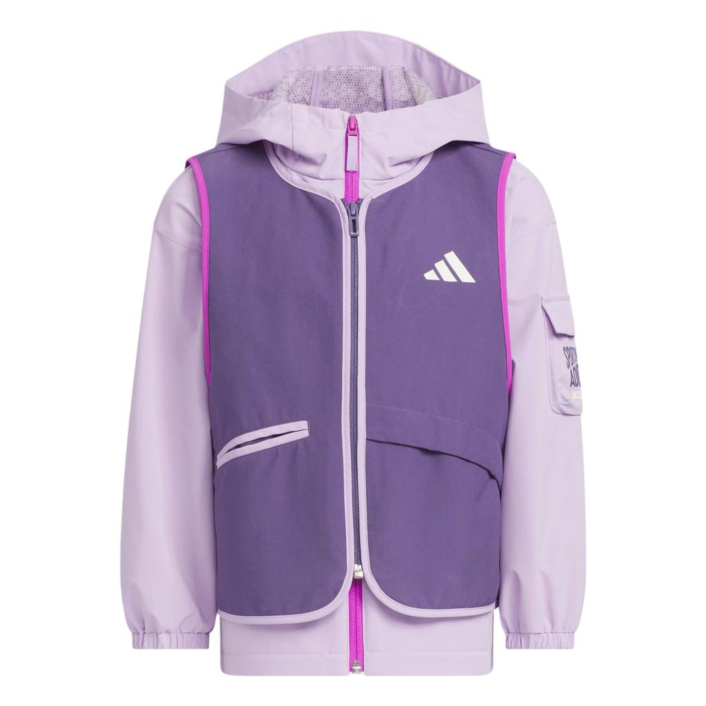 Adidas Sportswear Two-In-One Brand Logo Hooded Loose Zipper Jacket Set Kids Jackets KC5340