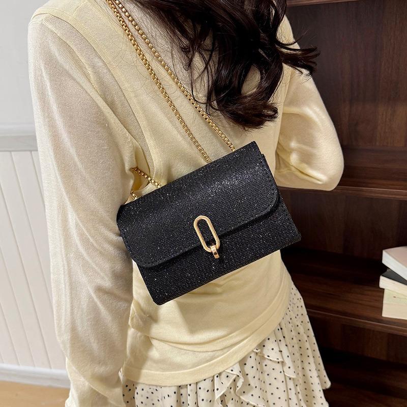 Women's popular simple solid color lock small bag women's new shoulder messenger bag small square bag
