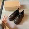 Grape mother British style small leather shoes women's comfortable platform big head women's shoes front lace-up small height-increasing loafers