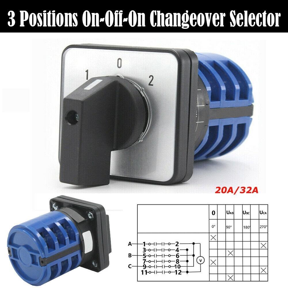 LW26-20A/32A 3 Positions On-Off-On Changeover Selector Control Rotary Cam Switch