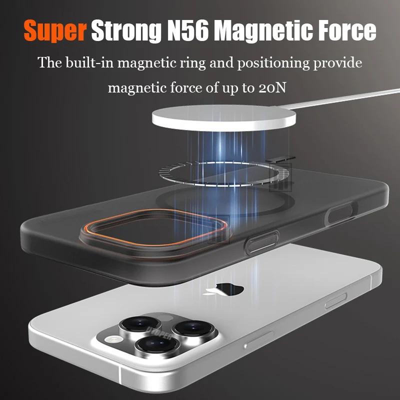 New Ultra Thin Matte Magnetic Mobile Phone Case For iPhone 16 15 14 13 12 11 Pro Max Plus Translucent Hard PC Shockproof Cover
