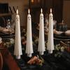 Real Wax Texture Ghost Candles Halloween Flameless Taper Candles, Battery Operated Flickering Candle Light with Party Atmosphere Lighting Remote,