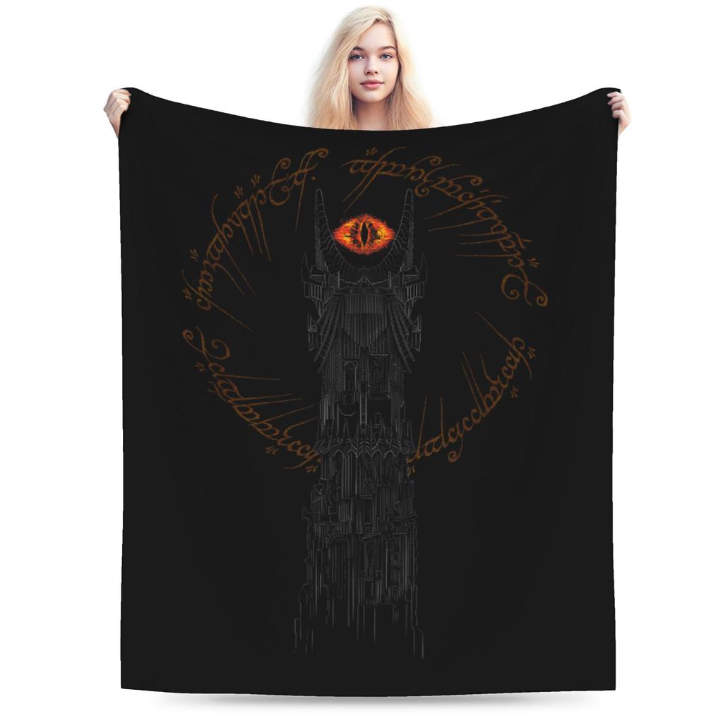 L-Lords Of The R-Rings Tower of Mordor Blanket Flannel Summer  Portable Super Warm Throw Blanket for Bed Bedroom Rug Piece