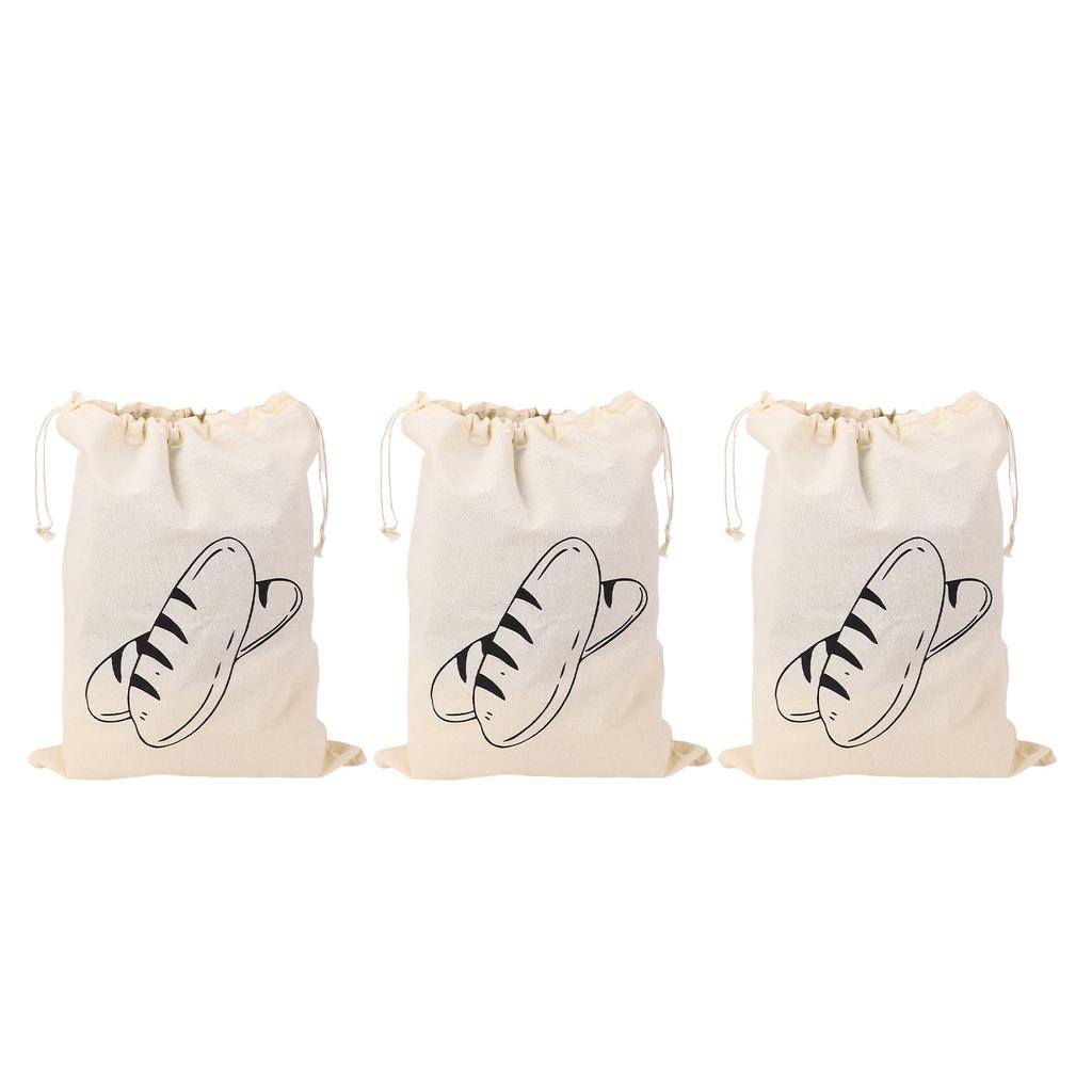 3 Pcs Linen Bread Bags Reusable Drawstring Homemade Bread Container Bags for Fruit Vegetable 40x30cm