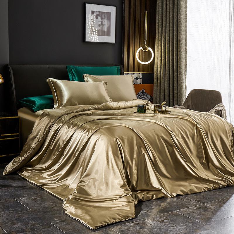 

European Luxury Silk Bedding Set: Mulberry Silk Duvet Cover, Satin Sheets & Fitted Sheet, 1.8m - Solid Color, 4-Piece. 1.2m: Duvet Cover 150x200, Flat