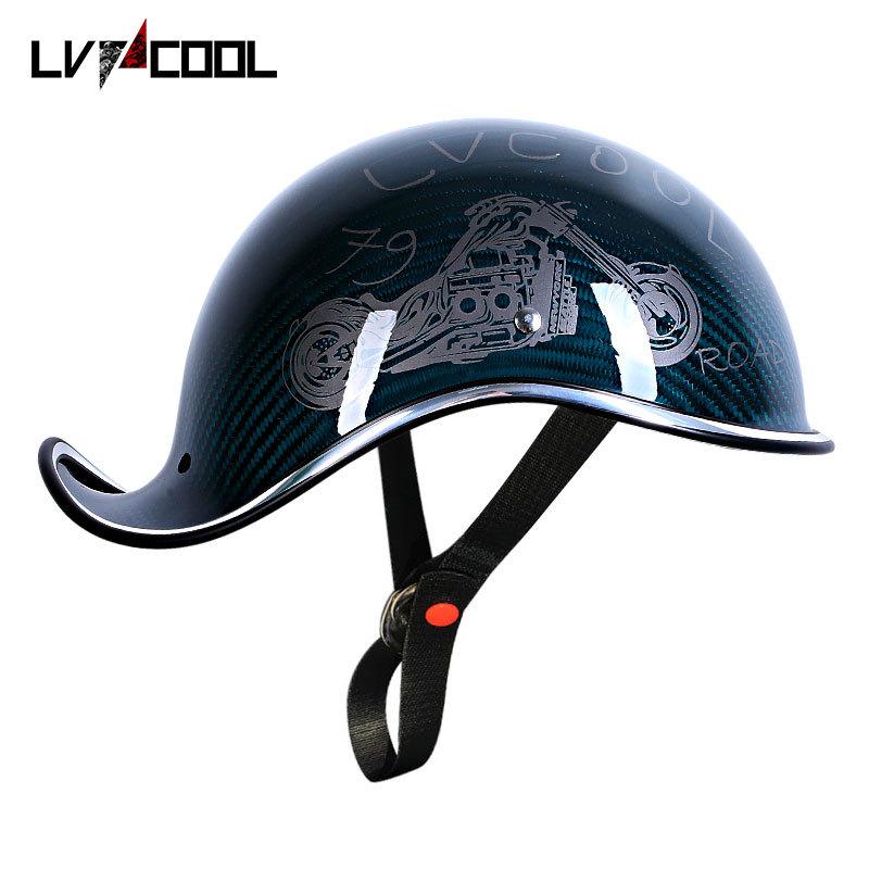 Motorcycle Carbon Fiber Helmet Male Harley Ladle Helmet Female Retro Motorcycle Half Helmet Electric Car Half Helmet Half Cover