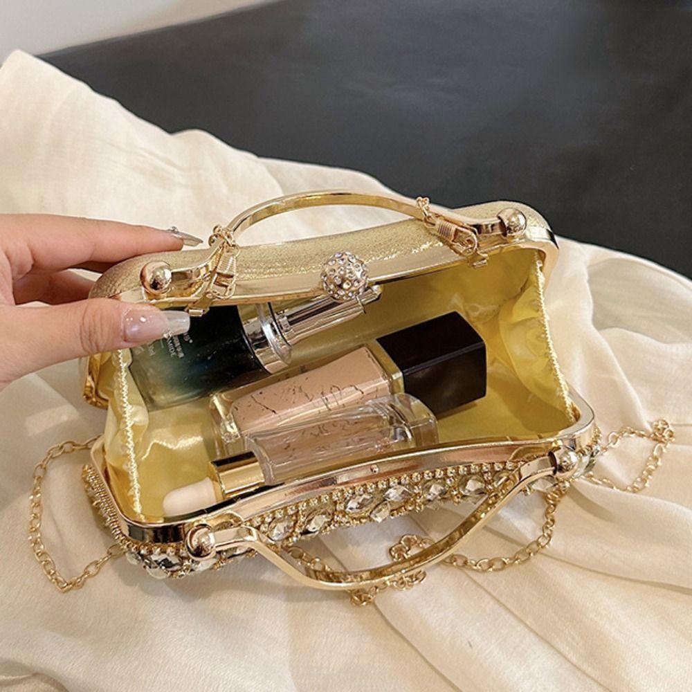 French Shiny Tassel Evening Banquet Bag Sequin Bling Glitter Chain Crossbody Bag Crystal Purse Rhinestone Shoulder Bag Party
