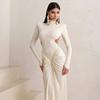 Women High Neck Cut Out Ruched Maxi Dress Slim Fit