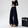 Amerikanische Retro-High-Waist-Einknopf-Hose Damenbekleidung Weiter Bein Modisch Falten Locker Basic Gerade Freizeit Hose