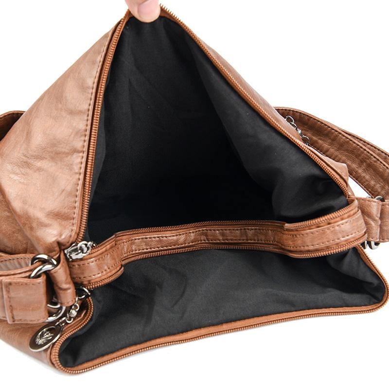 Damen-Umhängetasche aus weichem Leder, große Kapazität, Damentasche mittleren Alters