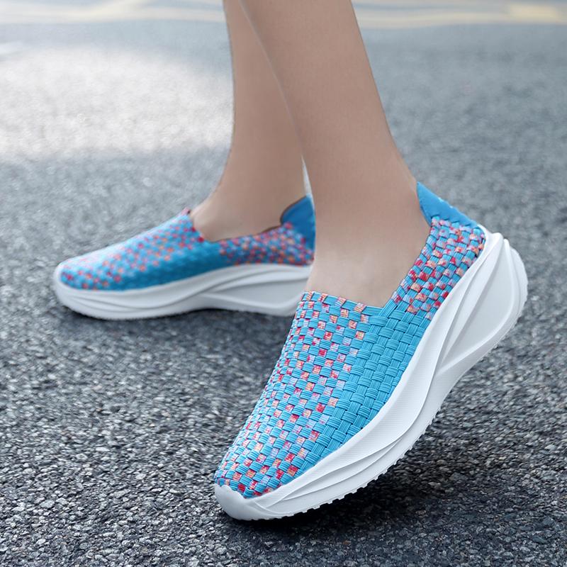 Summer Women Sneakers Casual Plus Size Flats Loafers Soft Elevator Beach Walking Sports Shoes Lightweight Slip On