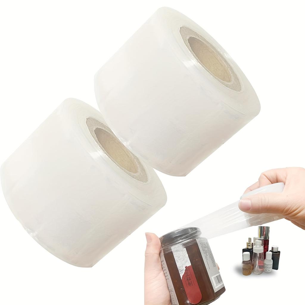 4 ks Elastický obalový těsnící film na lahve a sklenice, Heavy-duty strečová fólie, Nezahřívané obalové potřeby na lahve, Vhodné pro sklenice, lahve a lesk na rty