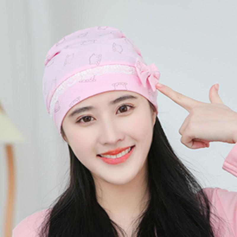 

Spring/Summer Lightweight Maternity Hat with Crown Bow Design - Korean Style Elastic Printed Cap for Postpartum Women 28.5 x 21.5 CM