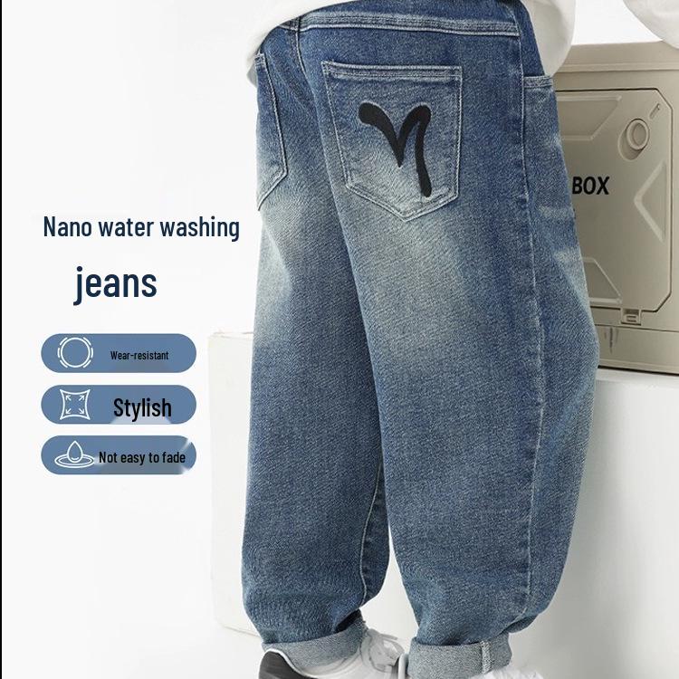 Boys' Korean Style Loose Carrot Jeans - Casual Spring/Autumn Long Pants for Kids