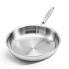 Boryenty 26cm Deep Frying Pan, Three-Layer Stainless Steel, Uncoated, Induction and Gas Stove Compatible, Rust-Resistant, Dishwasher Safe, Easy To