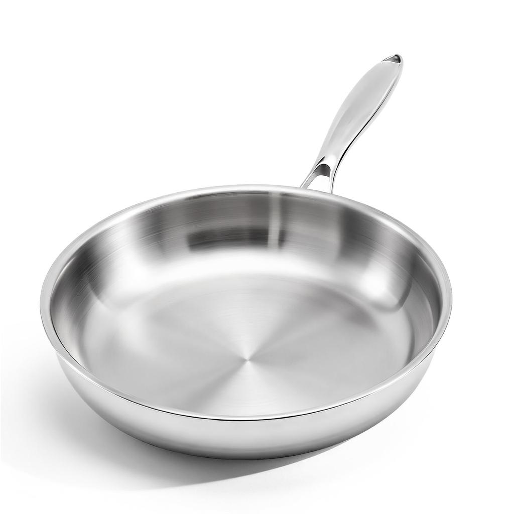 Boryenty 26cm Deep Frying Stainless Induction and Gas Stove Dishwasher Easy To Use for Grilling and Pan, Three-Layer Steel, Uncoated, Compatible,