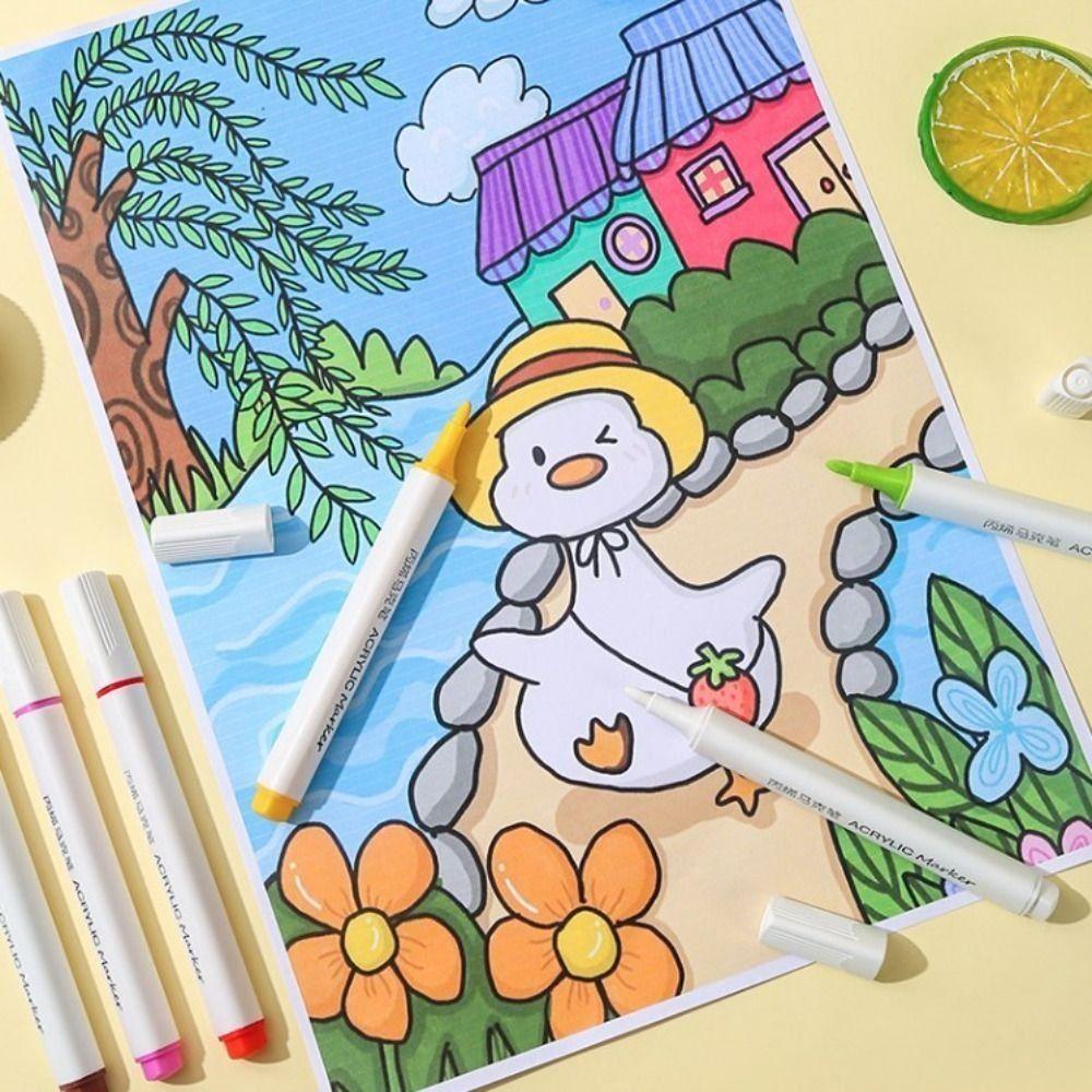 Drawing 12/24/36/48/60 Colors Marker Pens Non-toxic Colorful Painting Pen  Kids Children