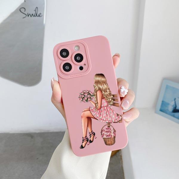 Fashion Girls Silicone Phone Case for iPhone 14 13 12 11 Pro Max Case for iPhone SE 2020 14 7 8 Plus XR X XS Soft Cover Fundas