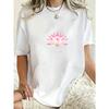 Übergroßes T-Shirt Schwarze Lotusblume Und Breathe Aufdruck Lässige Kleidung Für Damen Yoga Meditations-Outfit