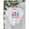European Size Women's Valentine's Day Heart Print T-Shirt - Casual Short Sleeve Top with Heart