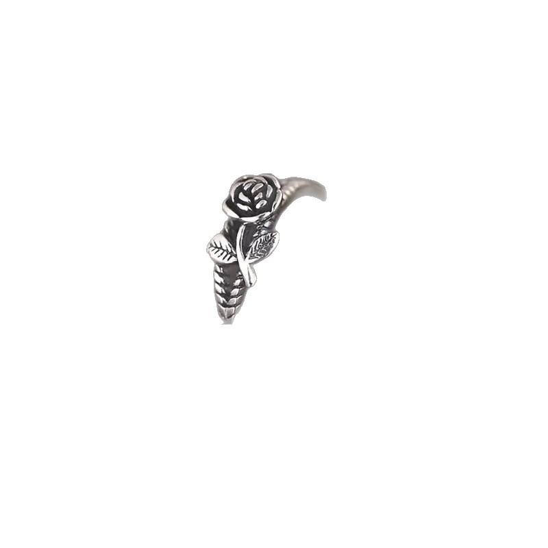Retro style old flower three-dimensional rose ring simple niche ring