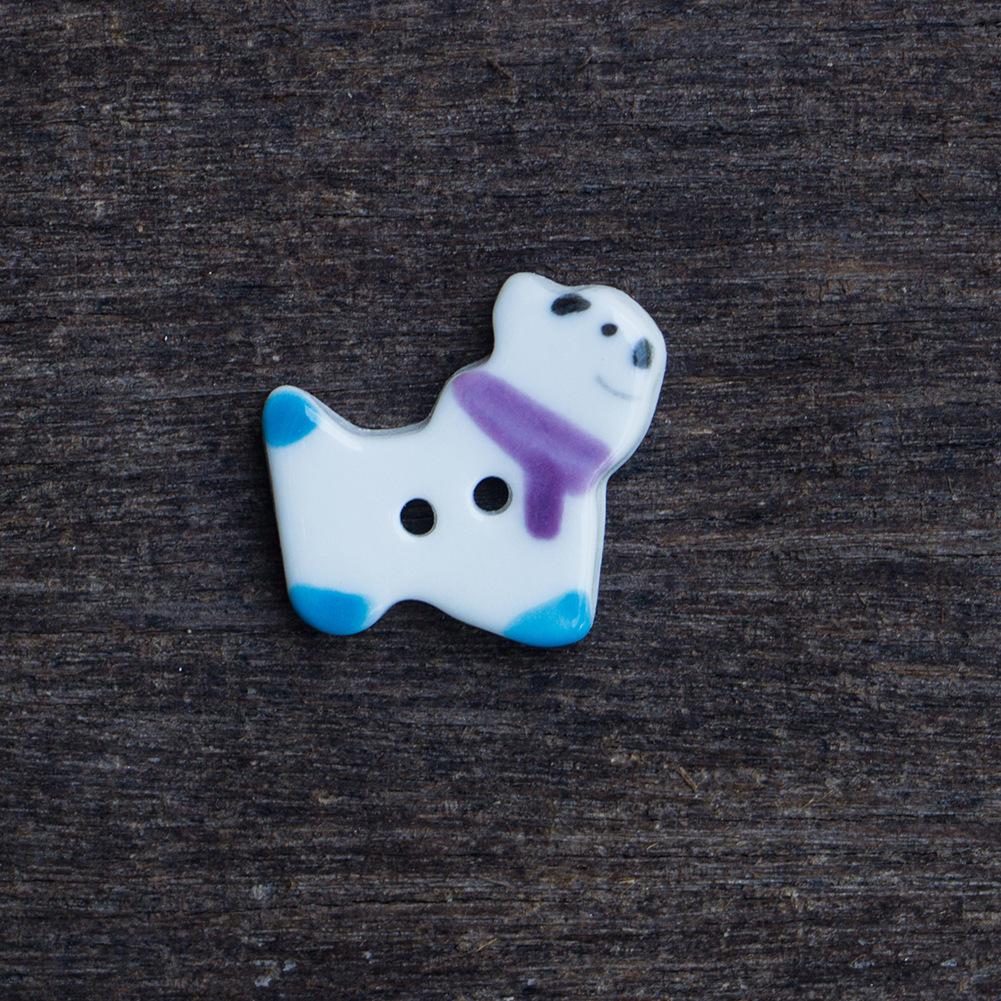 Exquisite UK Handmade Jingdezhen Ceramic Puppy Buttons for DIY Clothing