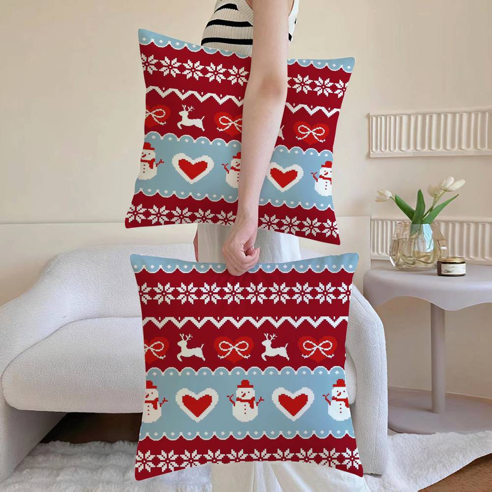 Christmas Spirit Pillow Case Sofa and Living Room Decorative Cushion Covers Dust-proof and Mite-proof Invisible Zipper