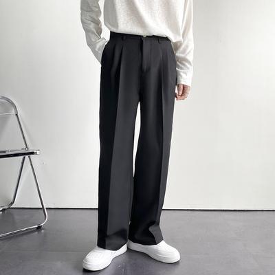 Spodnie codzienne Jednokolorowe Nie mechacące się Styl koreański Prosty krój Układające się Spodnie codzienne Luźne Spodnie męskie Streetwear